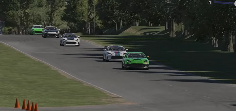 GR86s Down the Straight - A train of GR86s at full speed